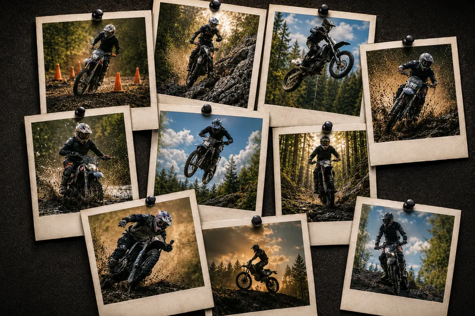 A wall of still frames captured from real off-road rides